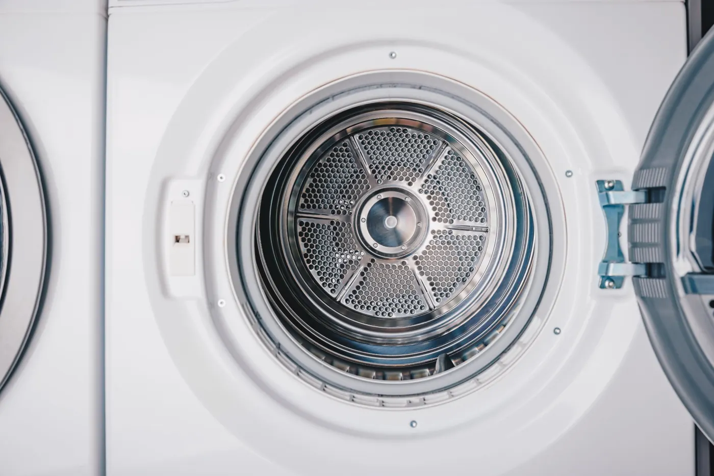 Tumble dryer drum opened for inspection and repair